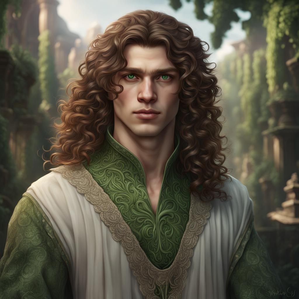 Portrait of a Charming Man with Green Eyes