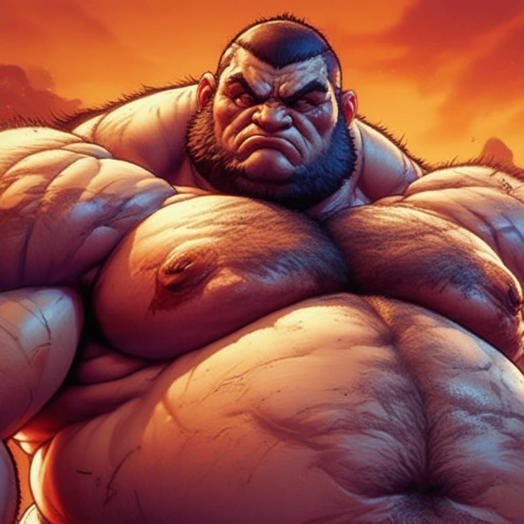 Stunning Anime-Style Illustration of Russian Bear-Sumo in St...