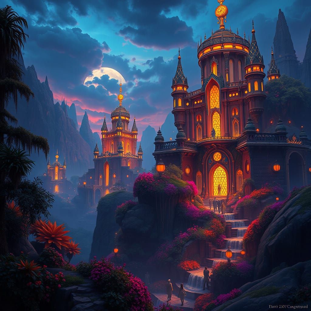 Mystical Realm Fantasy Concept Art in High-Fantasy Style
