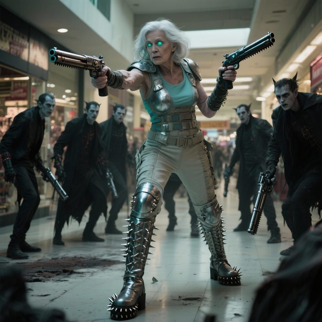 Warrior Woman Battles Vampires in Gritty Mall Setting