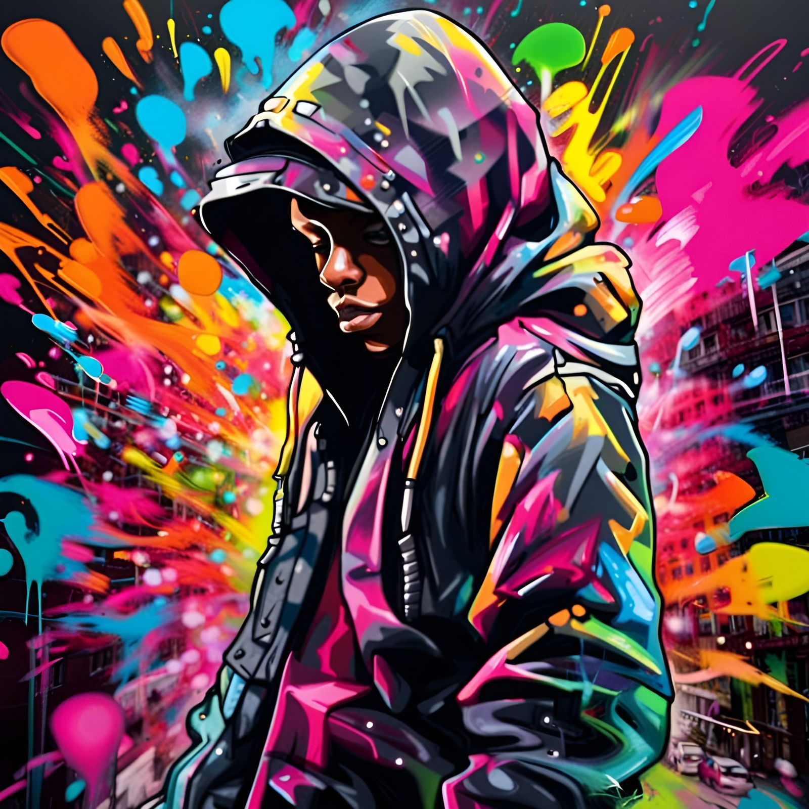RGB Hip-Hop Fashion Graffiti Art