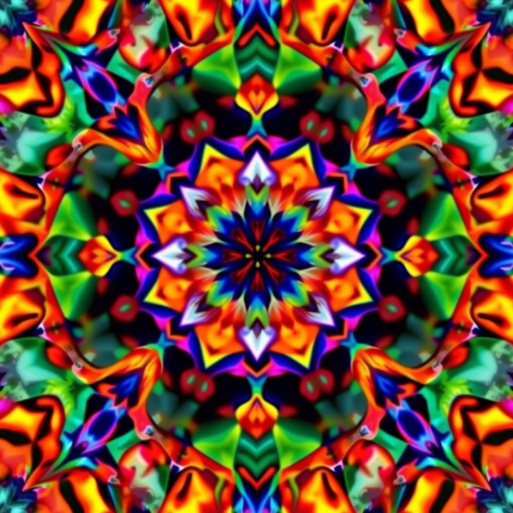 Psychedelic Kaleidoscope Pattern in Color Field Style