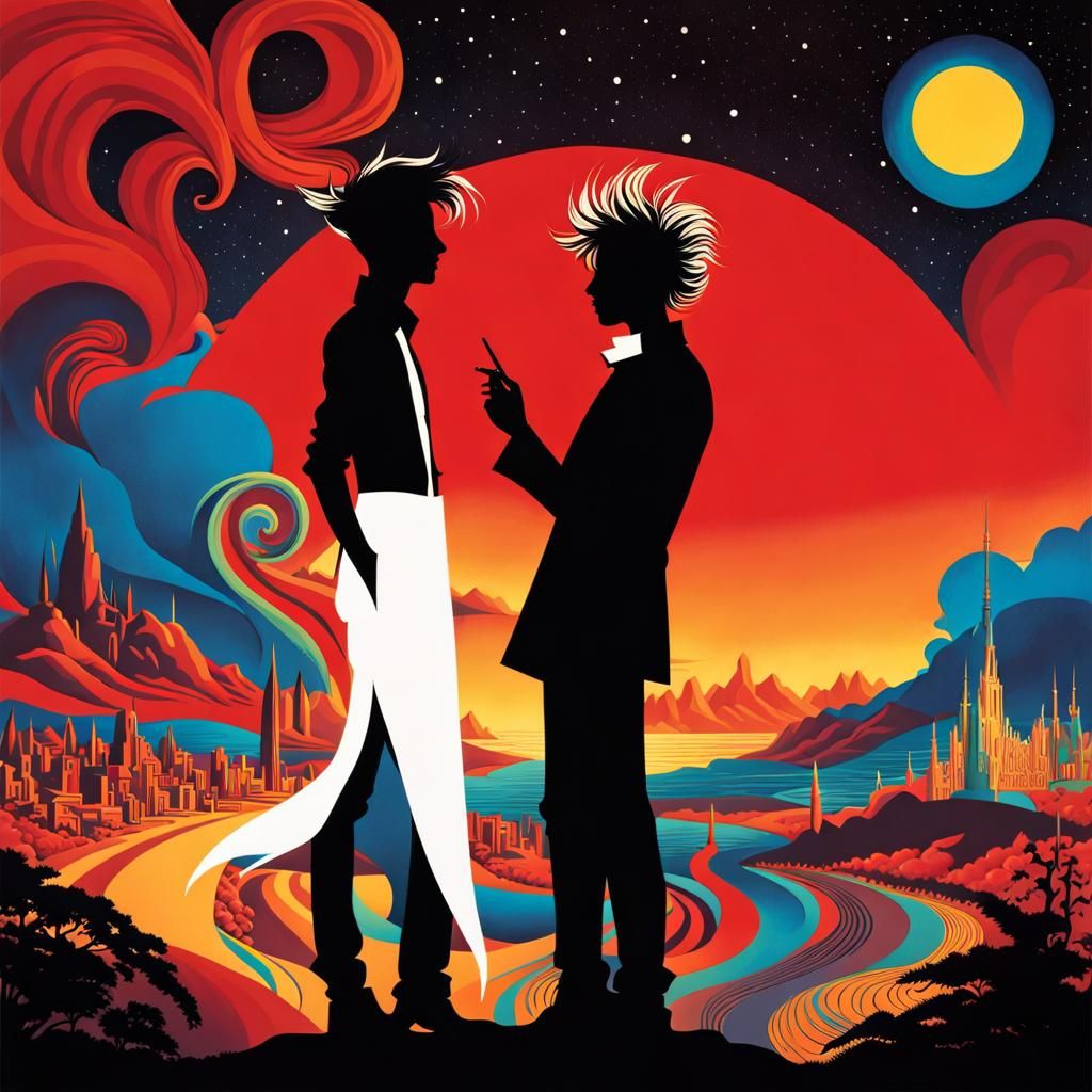 Surreal Silhouette Dance in Vibrant Colors