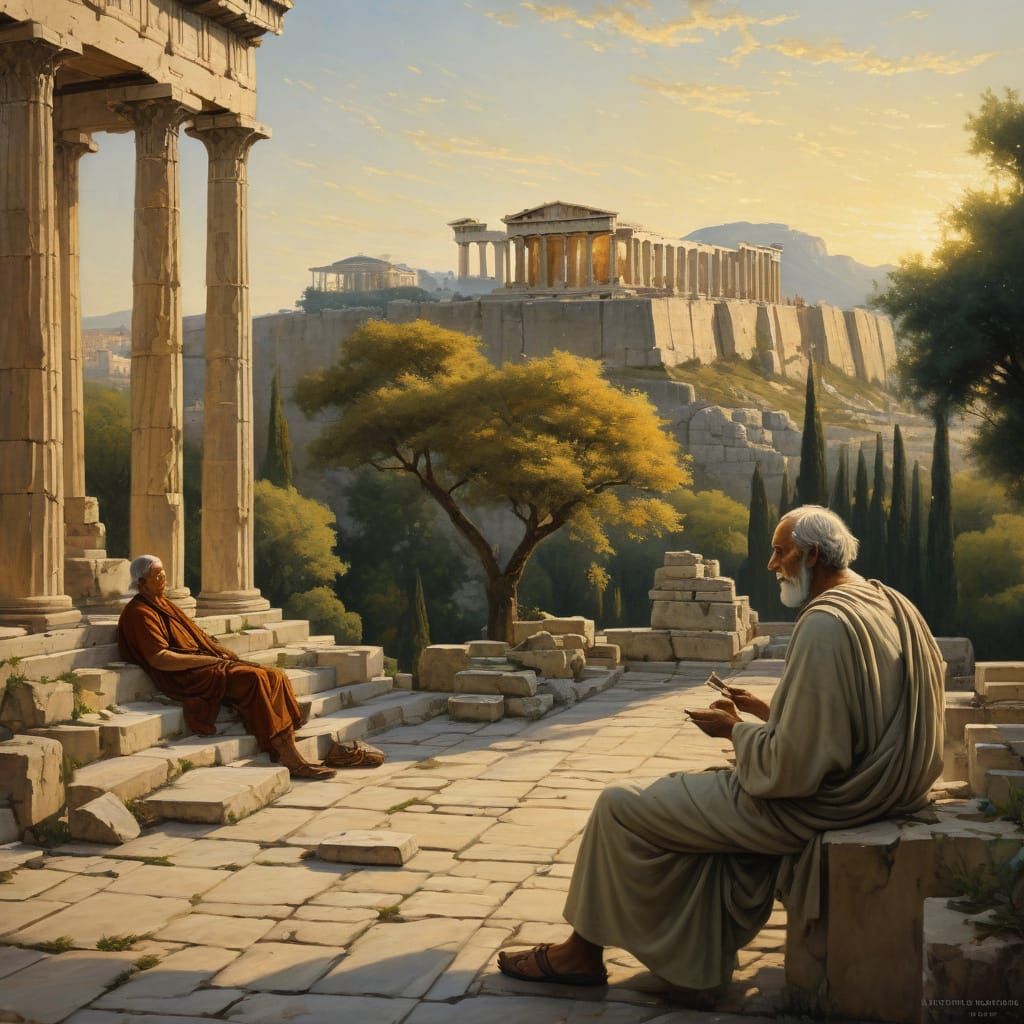Classical Greek Philosopher in Golden Light