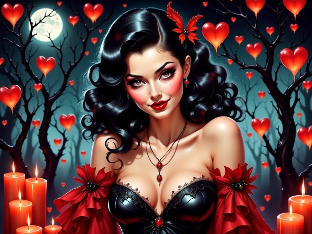 Gothic Pin-Up Valentine With Halloween Charm