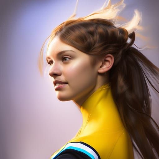 Teenage Cheerleader Portrait in Hyperdetailed Digital Art