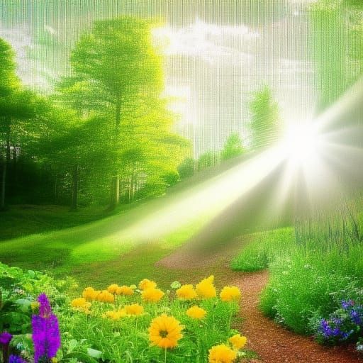 Heavenly Sunshine Illuminates Secret Flower Garden