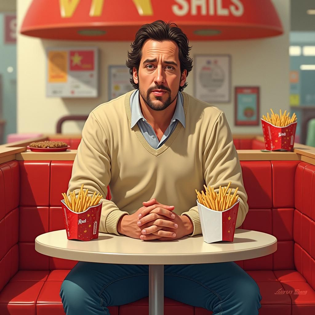 Adam Sandler at Wendy's in Digital Art Style