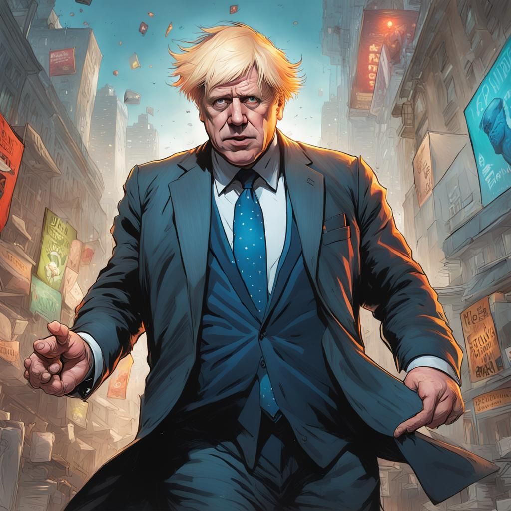Boris Johnson Portrait in Comic Book Style