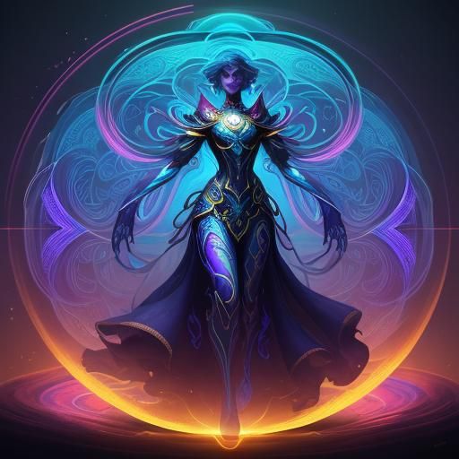 Ethereal Entity in Dreamlike Art Nouveau Landscape