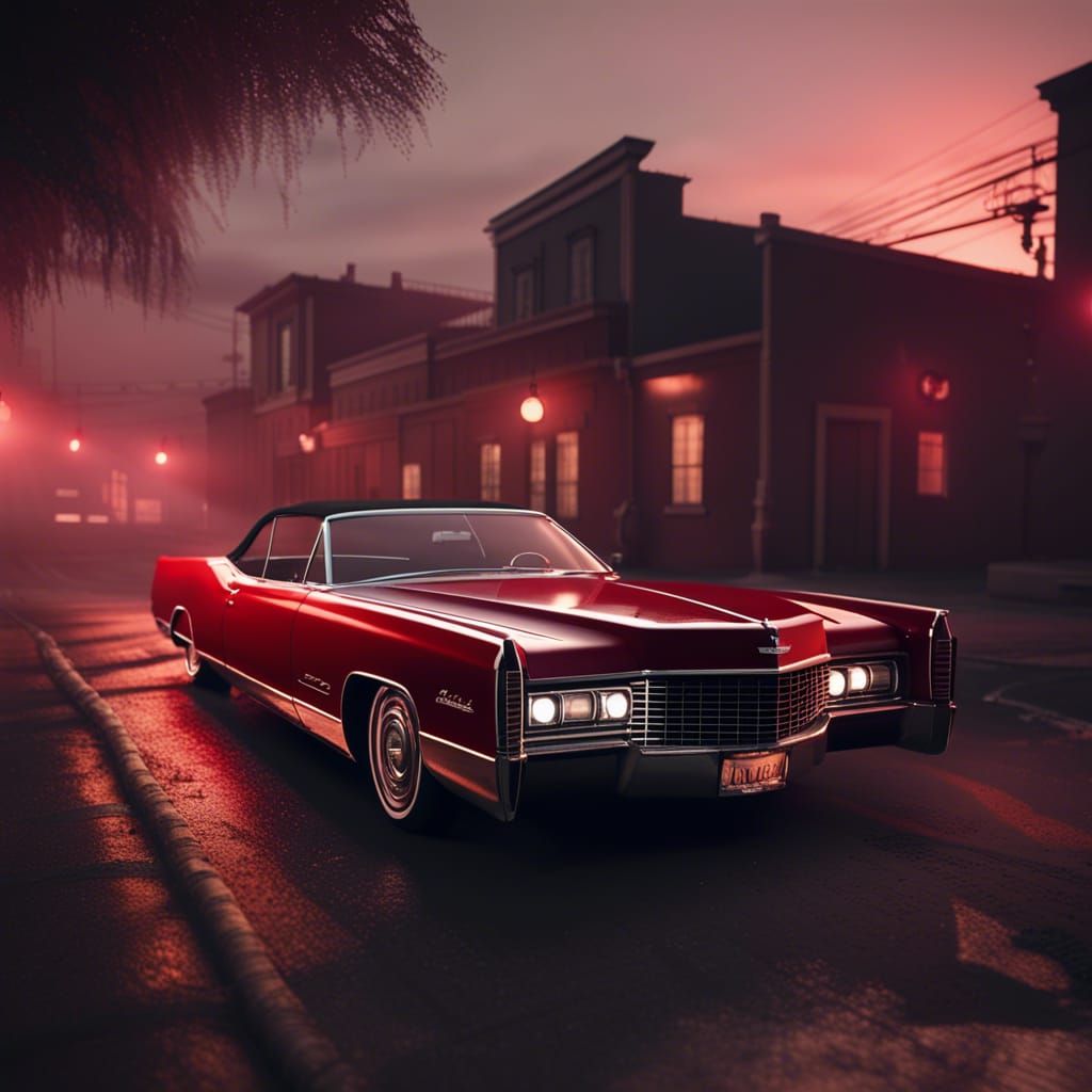 1967 Cadillac Eldorado in Ghostly Town at Sunset