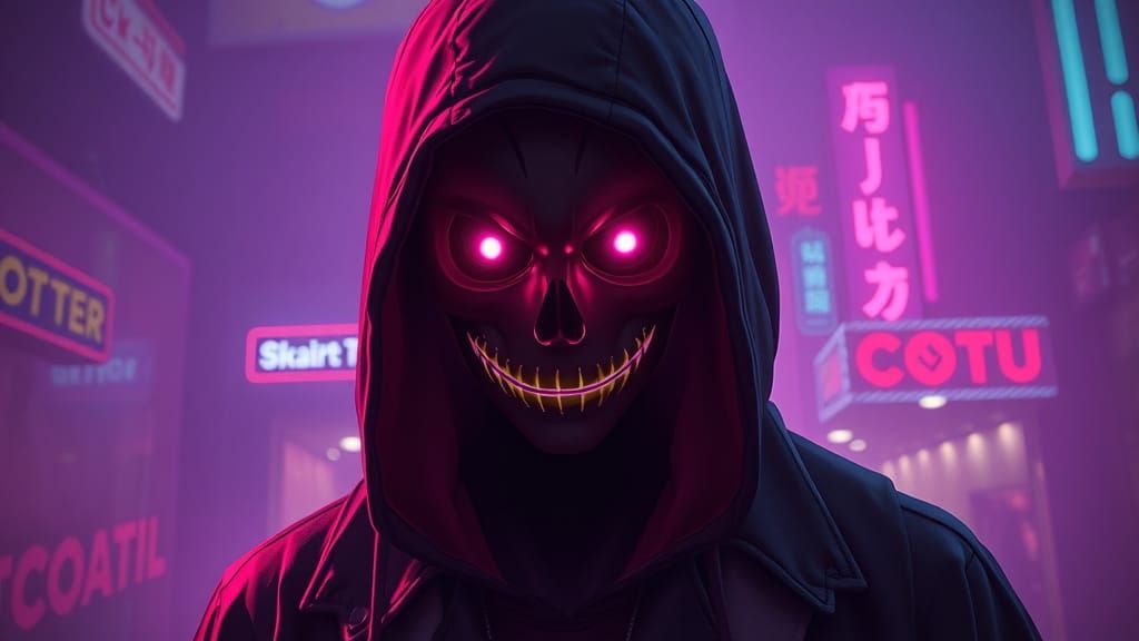 Surreal Cyberpunk Thriller with Neon and Dark Colors