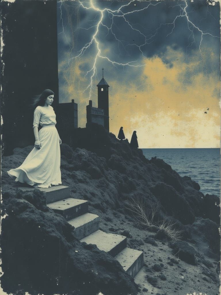 Surreal Stairway to Nowhere with Dancing Woman