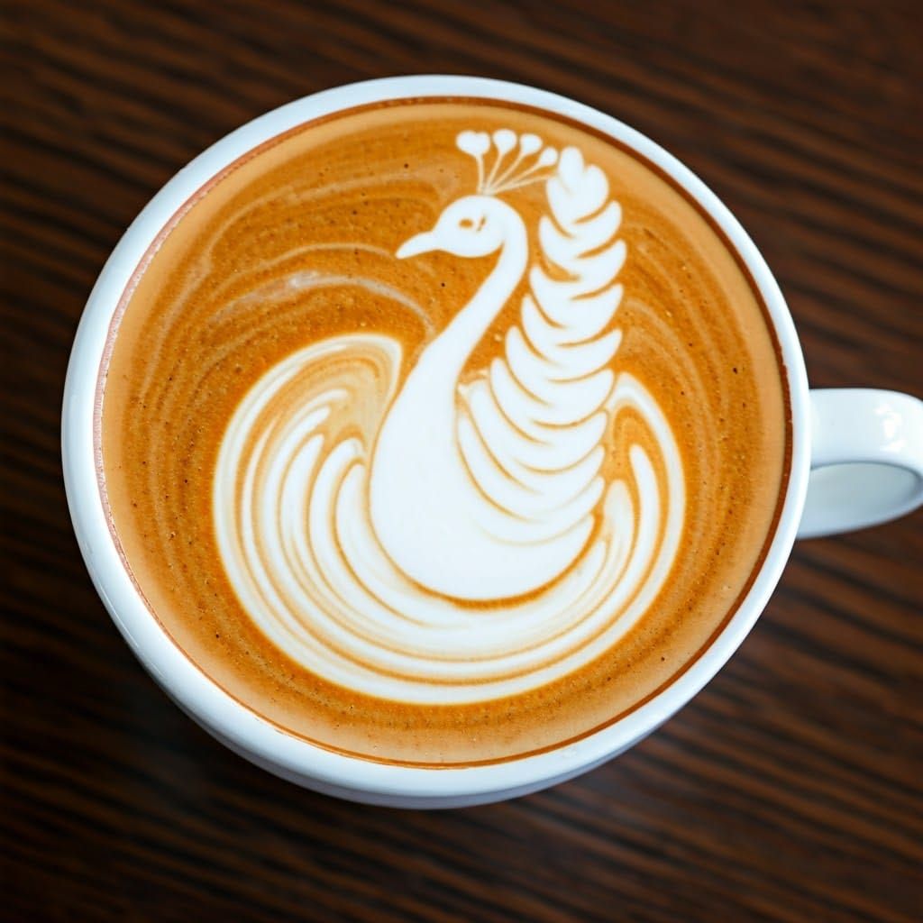 Swan Latte Art Creation in Coffee Cup