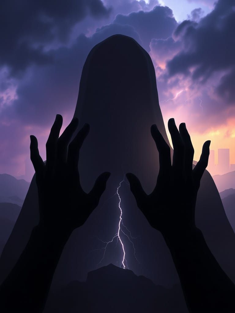 Dark Silhouette Against a Gloomy Landscape