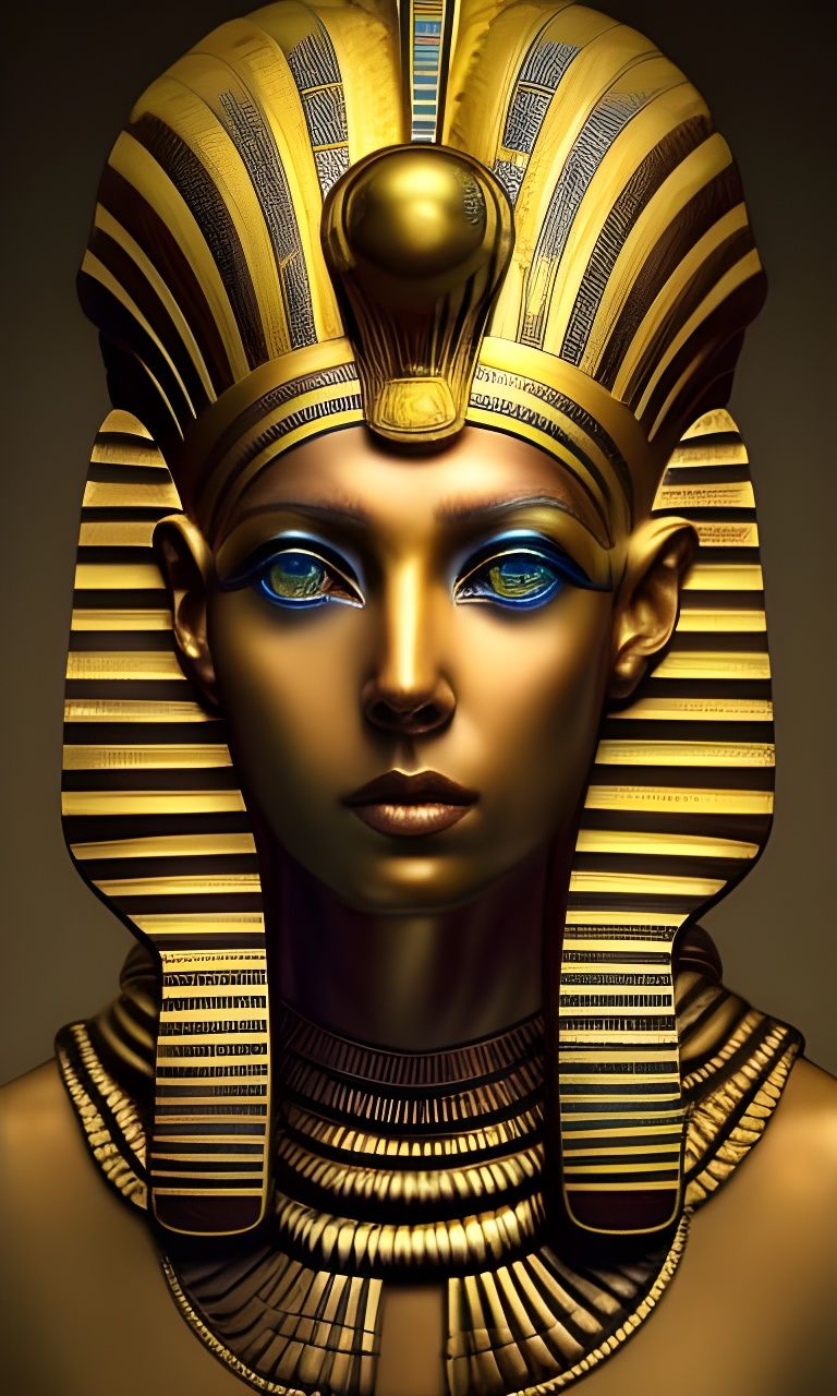 Elaborate Gold Egyptian Statue in Hyperdetailed Style
