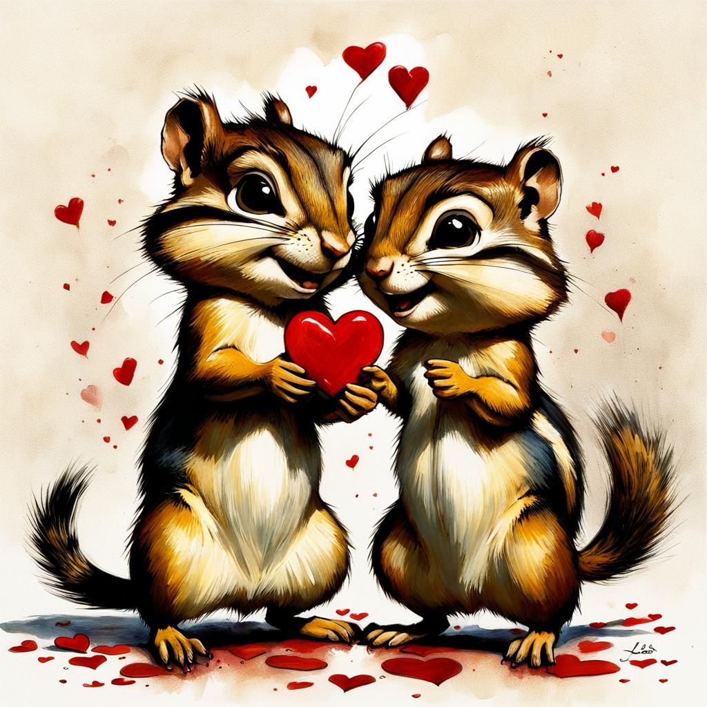 Chipmunks in Love: Valentine's Day Expressionism