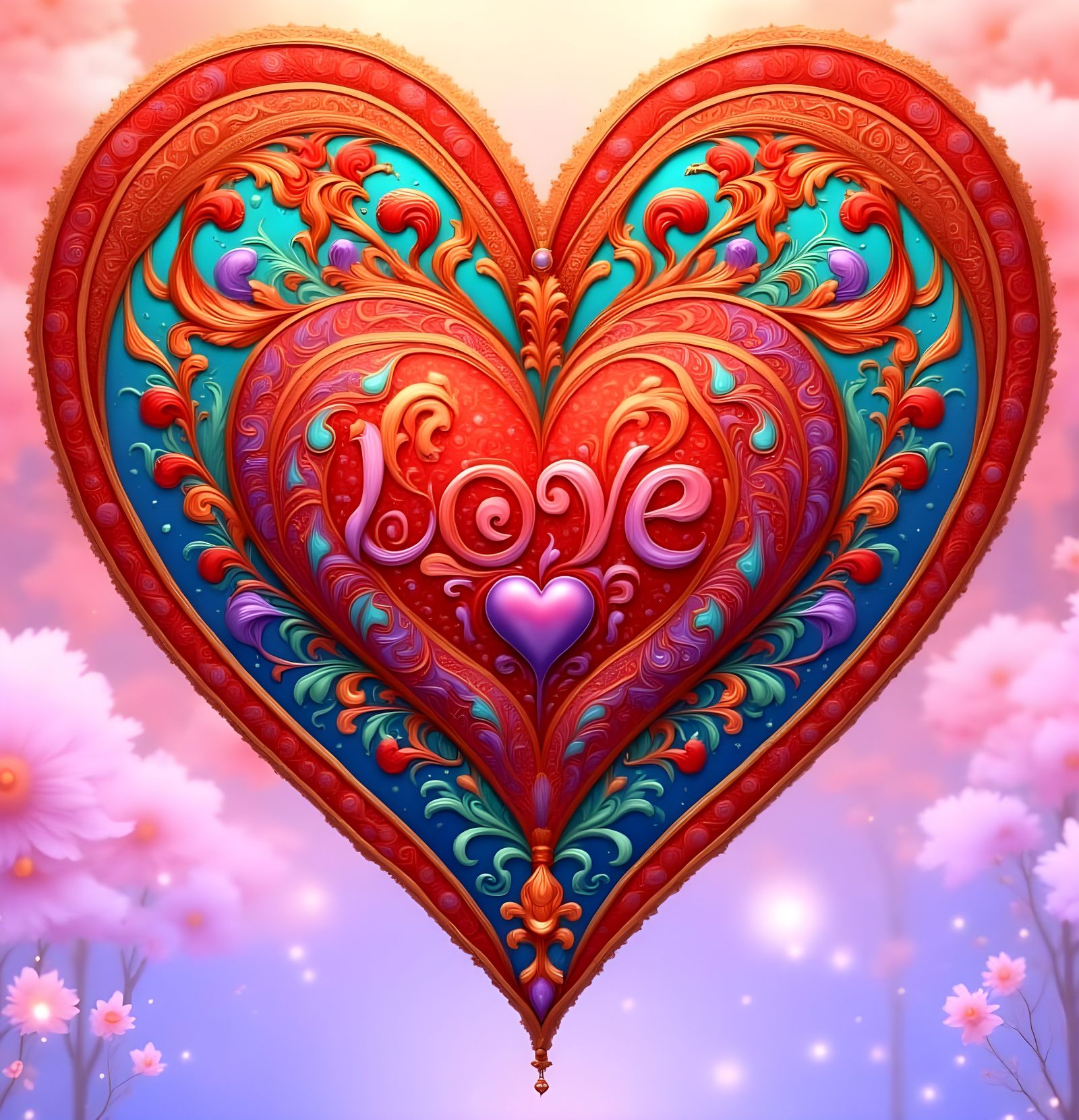 Romantic Paisley Heart in Vibrant Colors