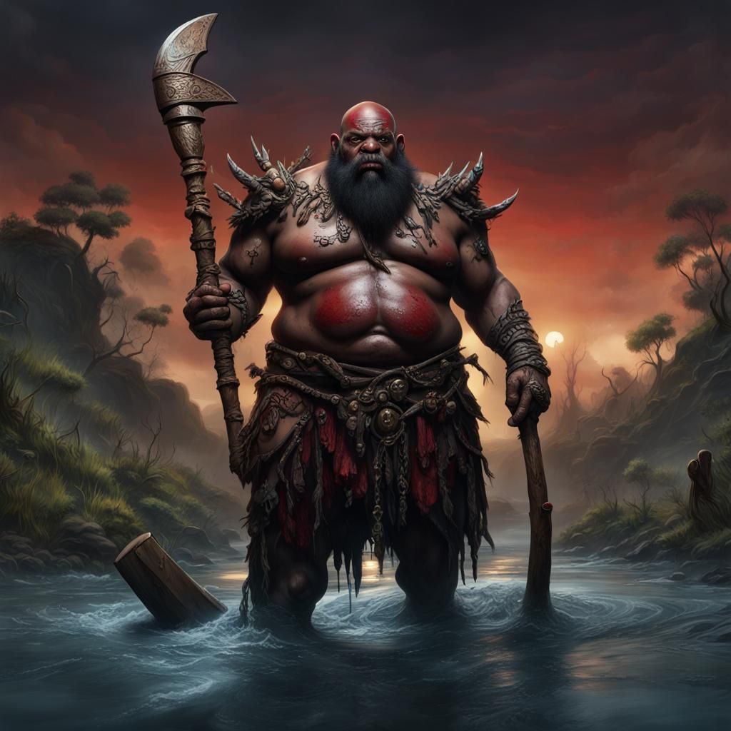 Voodoo Dwarf Warrior with Bone Tattoos