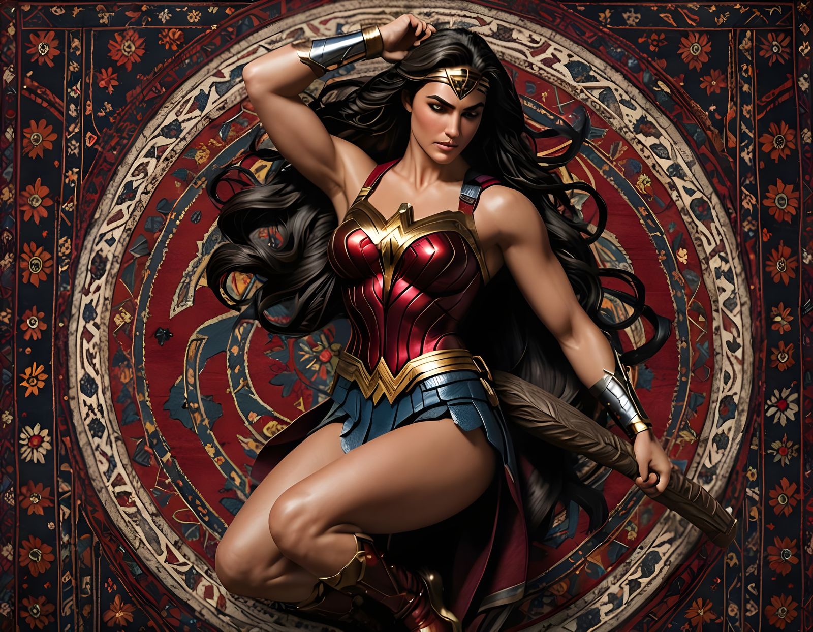 Wonder Woman in Fitness-Inspired Cyberpunk Art