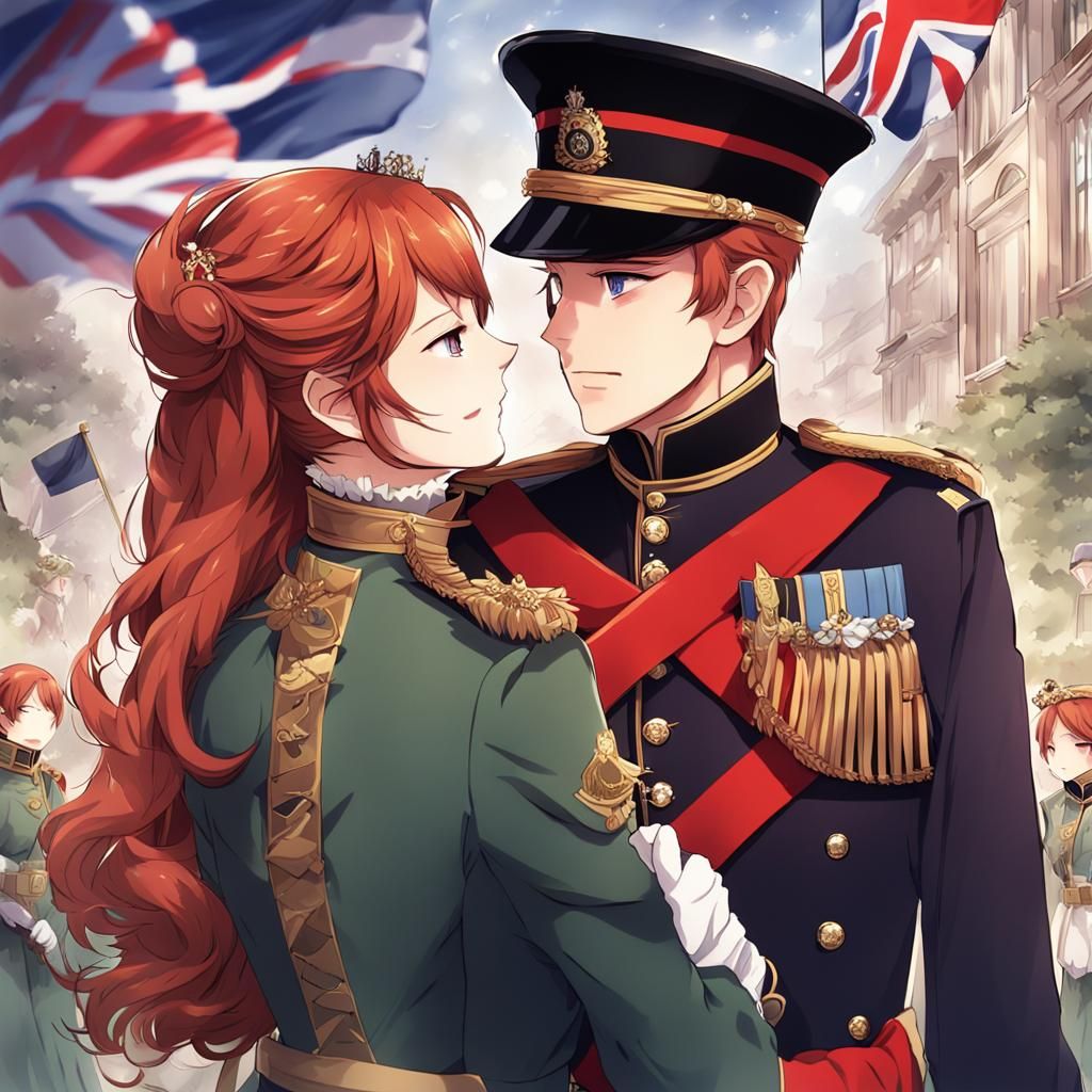 Victorian Officer Receives Affection in Anime Style