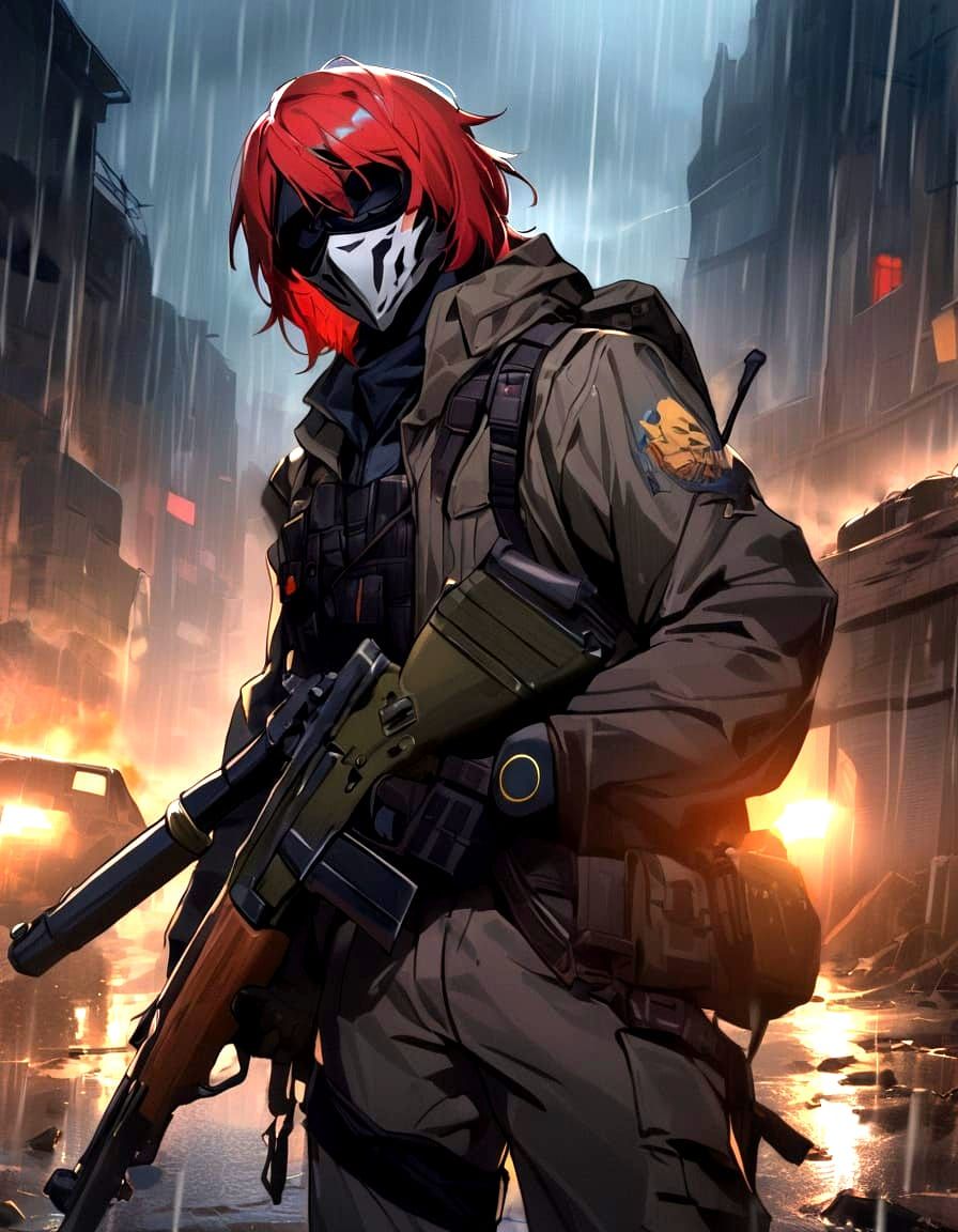 Bishounen Guardian in Post-Apocalyptic Rain