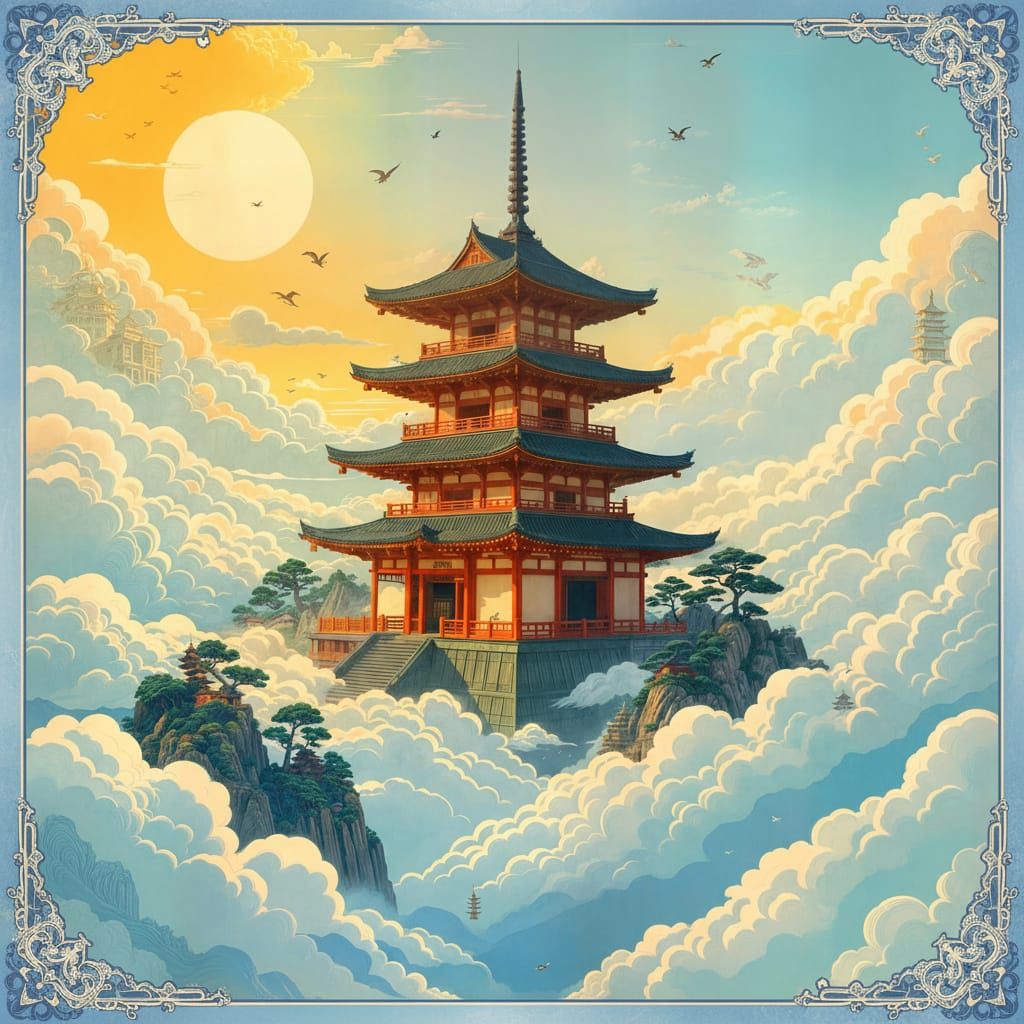 Spirited Away Bathhouse Pagoda Poster
