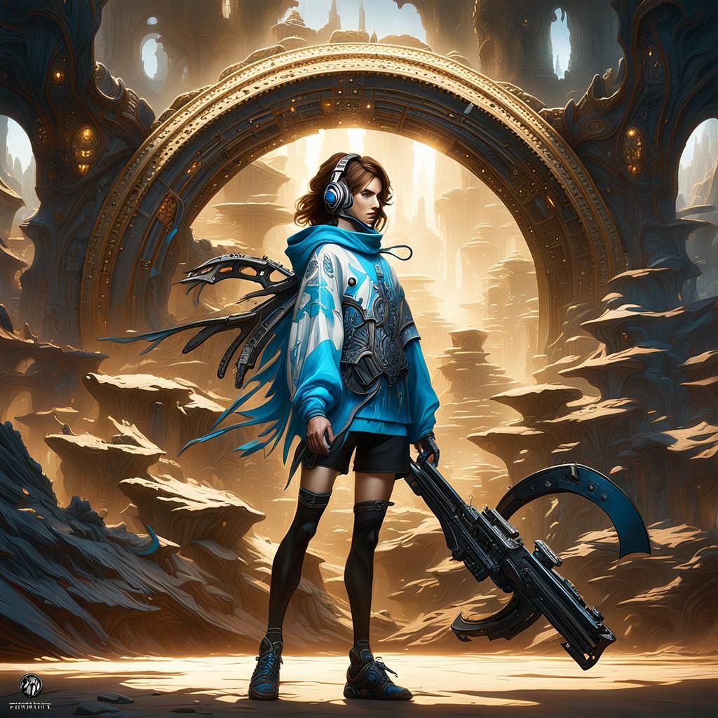 Girl with Desert Eagle: Fantastical Concept Art