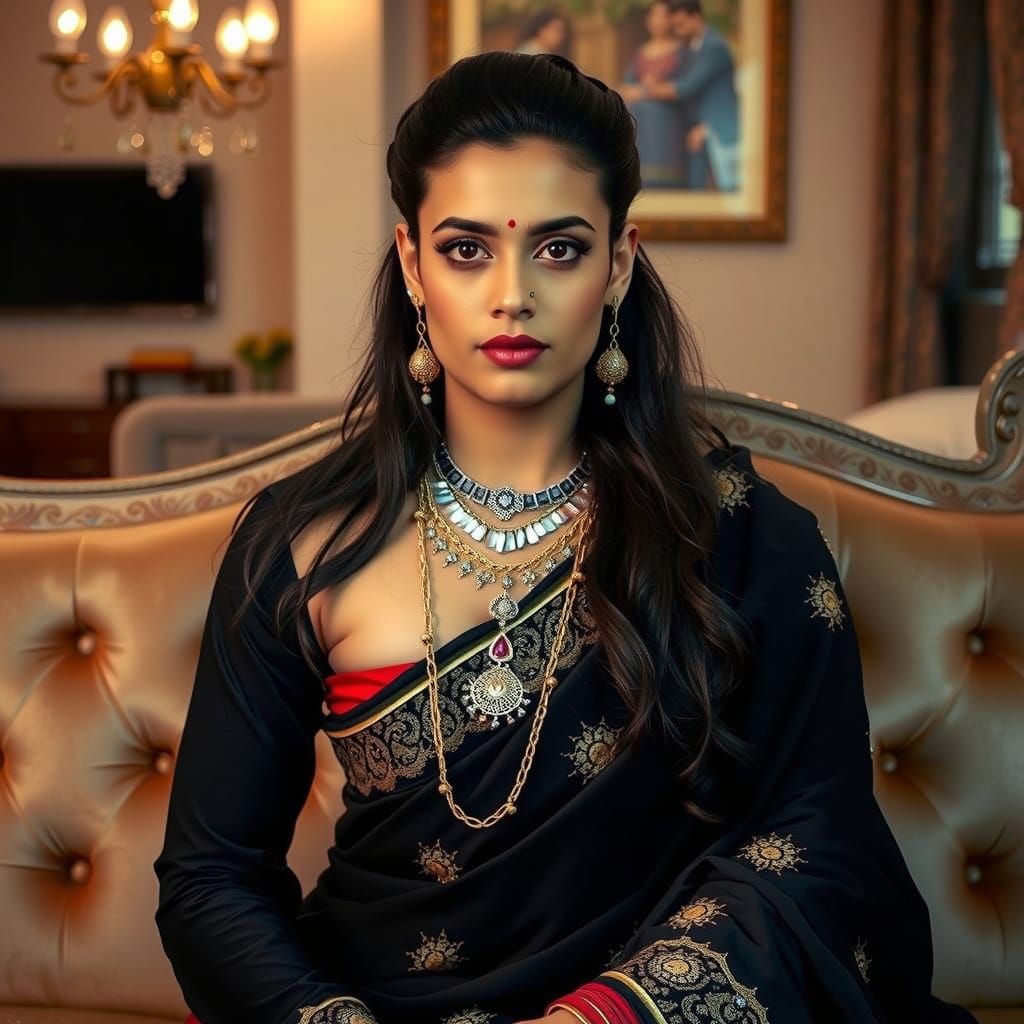 Elegant Indian Androgynous Male in Saree