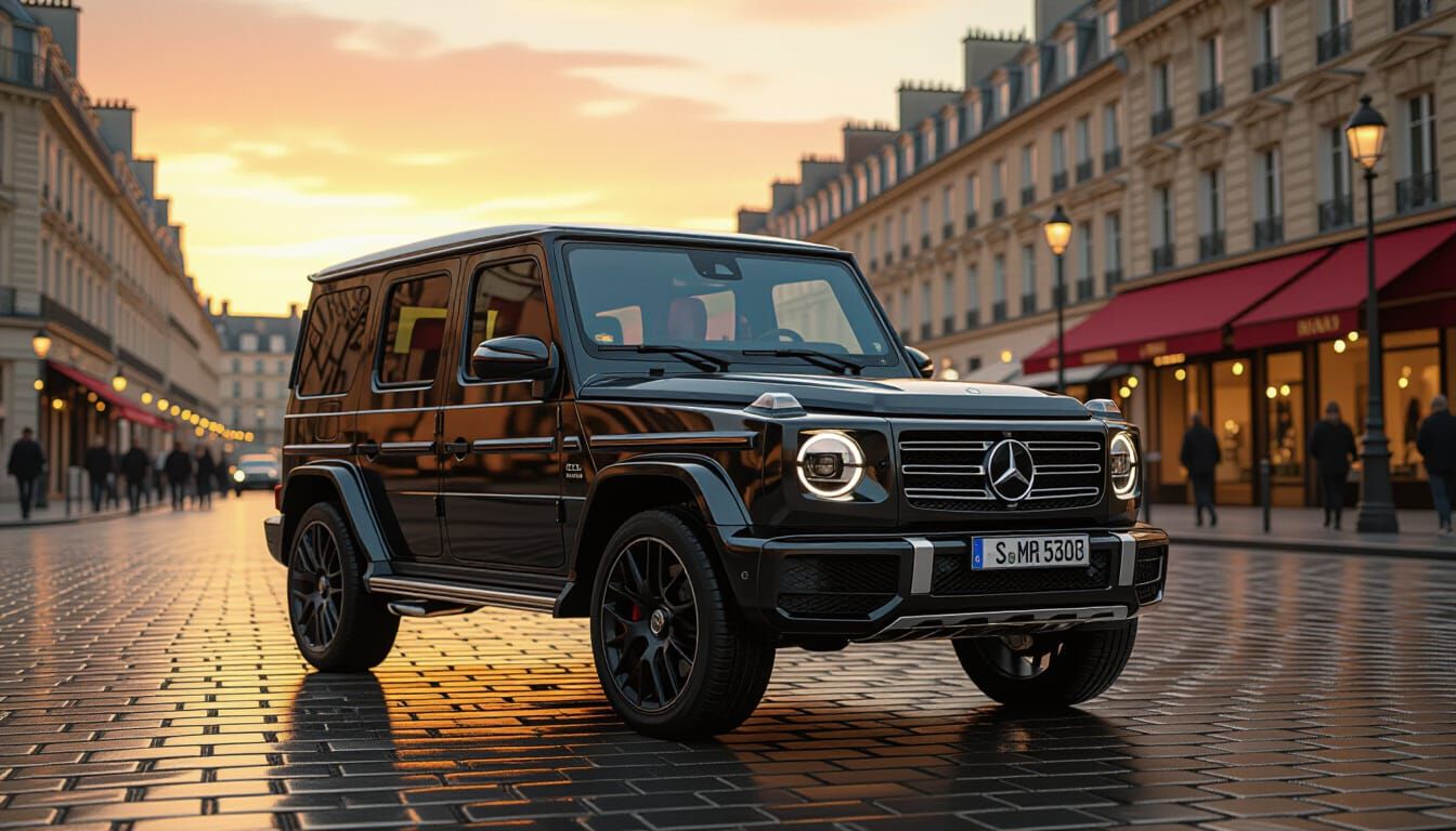 Vintage G 63 Mercedes in Parisian Golden Hour