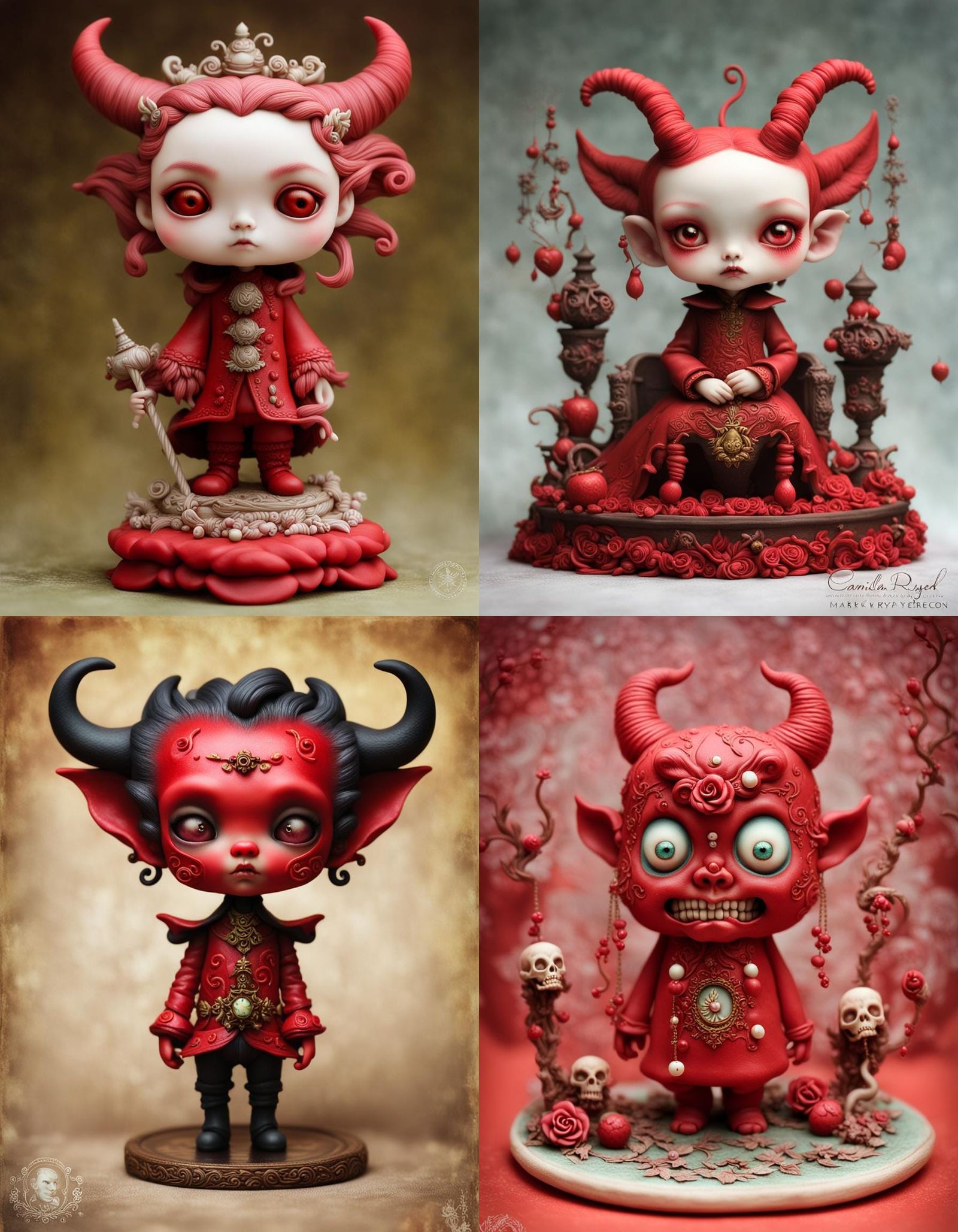 Wrath Demon Polymer Clay Sculpture in Pop Surrealist Style