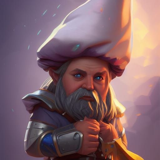 Gnome Wizard Knight Portrait in Detailed Fantasy Style