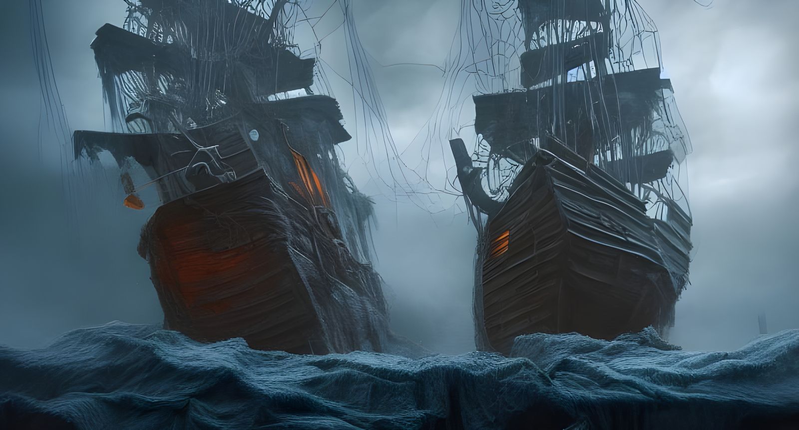Eerie Ghost Ship in Hyper-Realistic Style