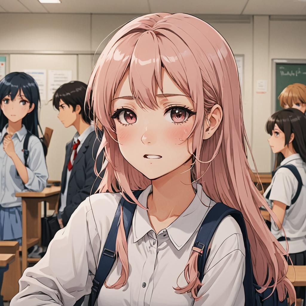 Anime Girl Blushing at School Bully