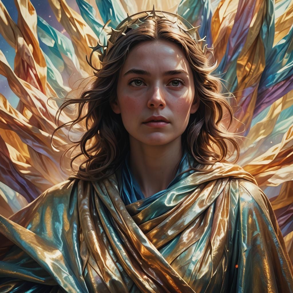 Woman in Cloak of Liberty: Iridescent Concept Art