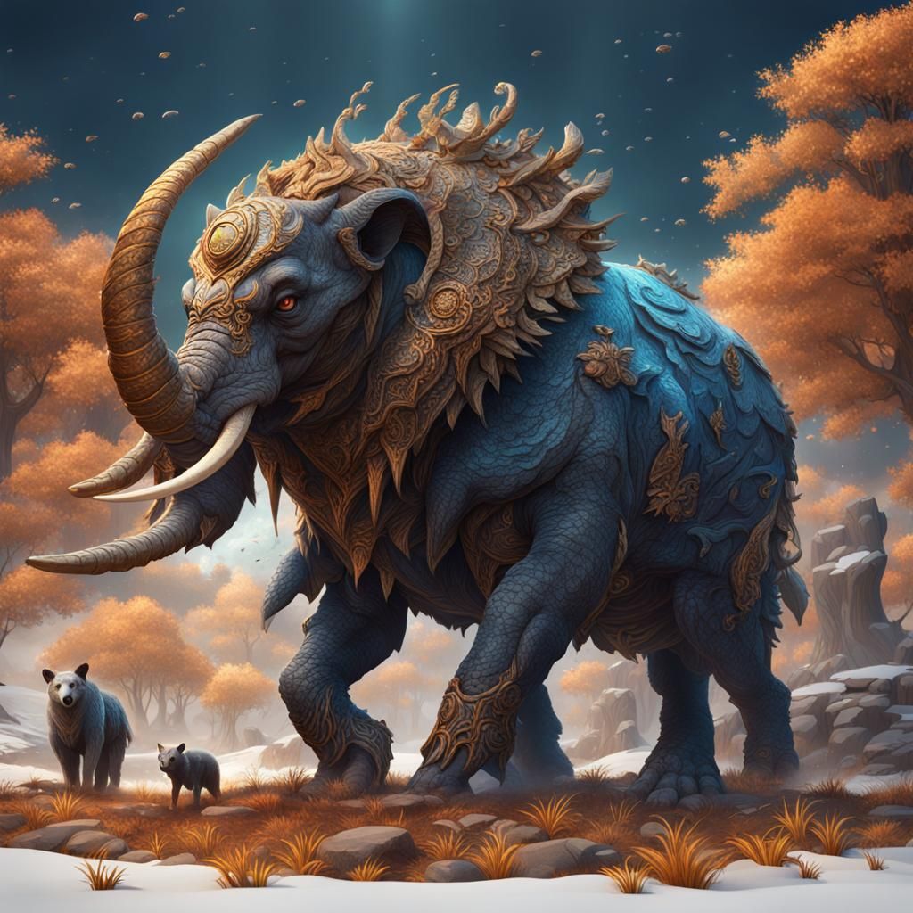 Detailed Matte Painting of Animals in Nature