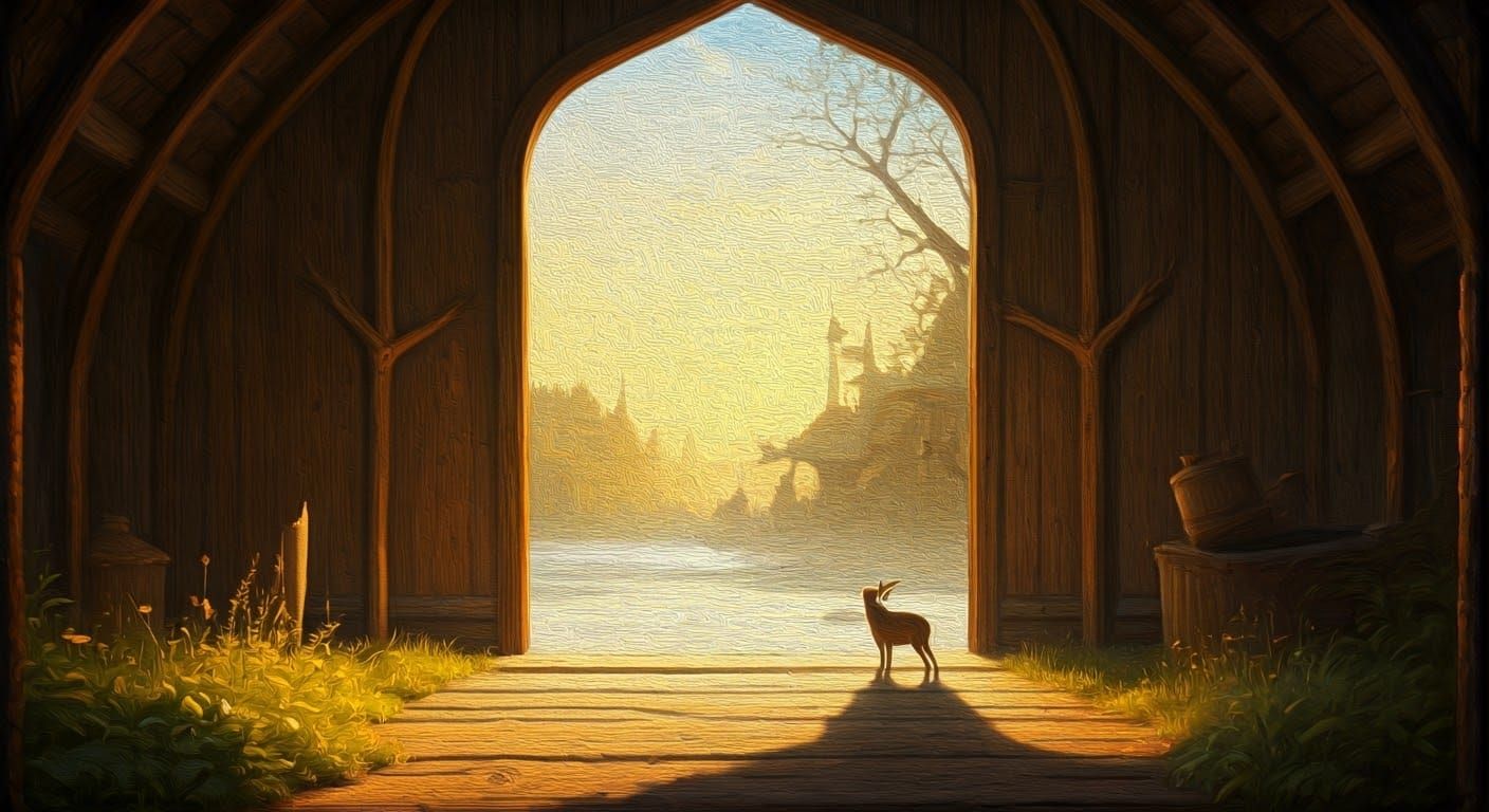 Landscape Painting at Golden Hour in Gurney Style