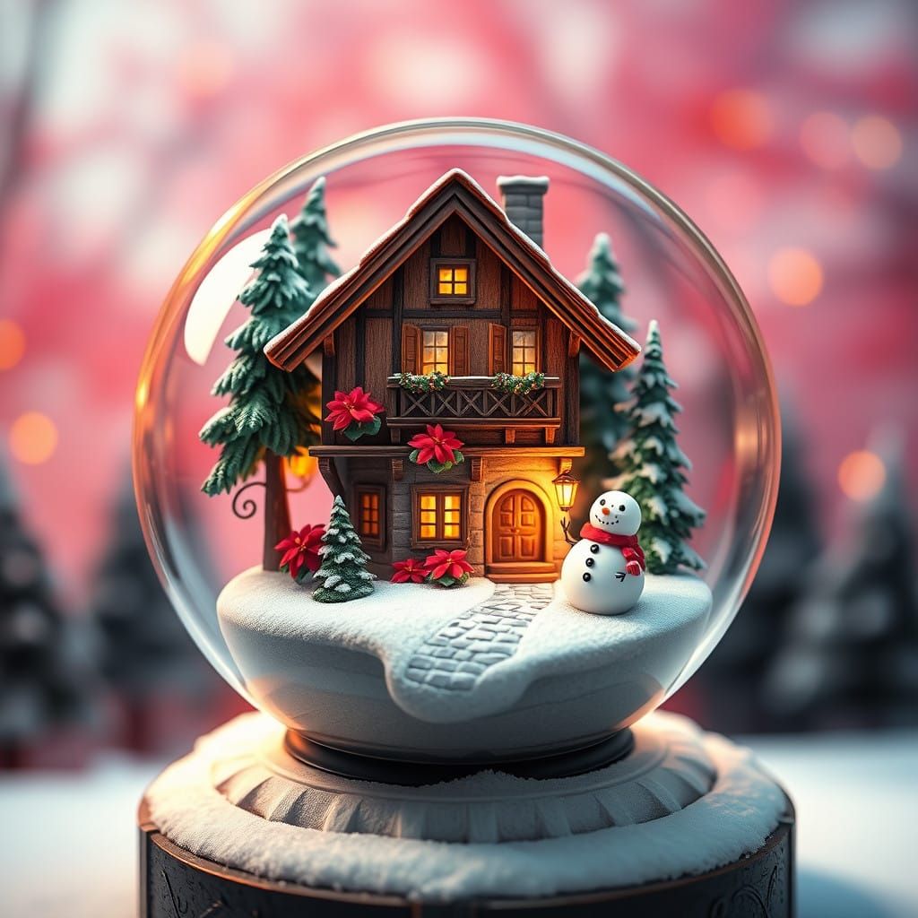 Whimsical Winter Village Scene in Vintage Manga Style