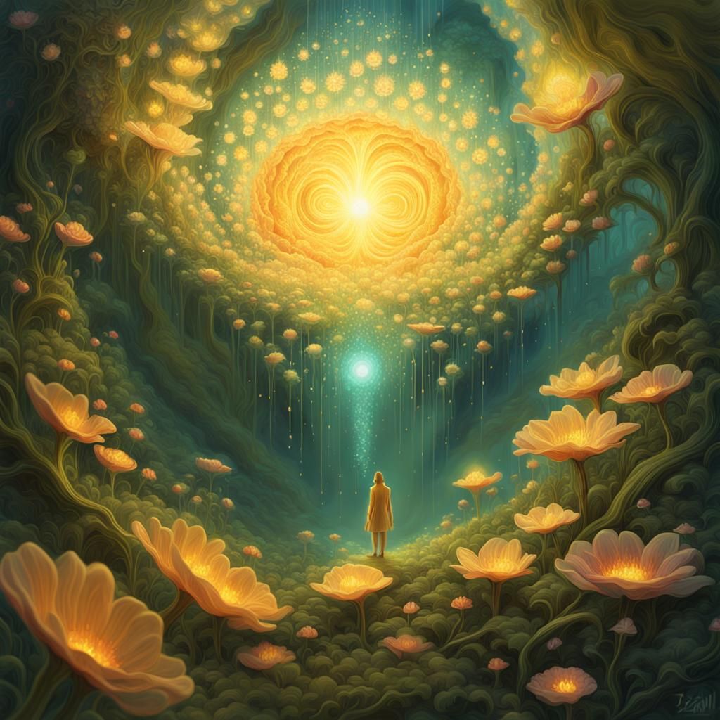 Ethereal Being of Light and Flowers: Fantasy Art