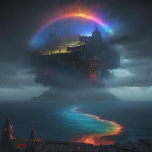 Rainbow Ocean Digital Matte Painting