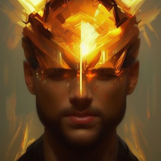 Golden Eyed Man Portrait in Hyperdetailed Style