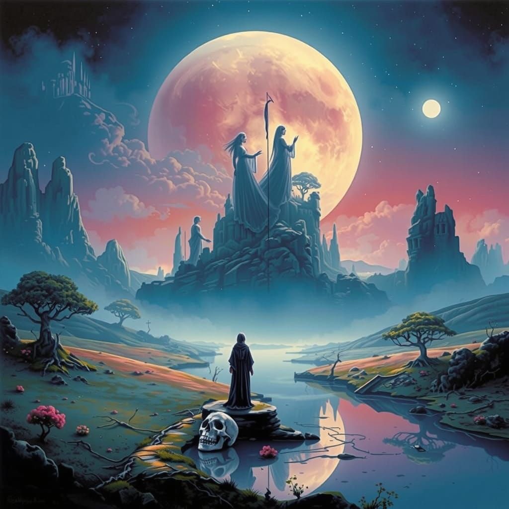 Mystical Landscape in Surrealist Style