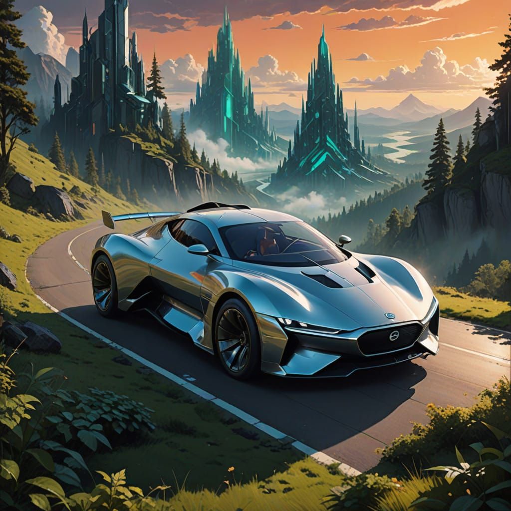 Sleek Flying Cars Soar Through Futuristic Landscape