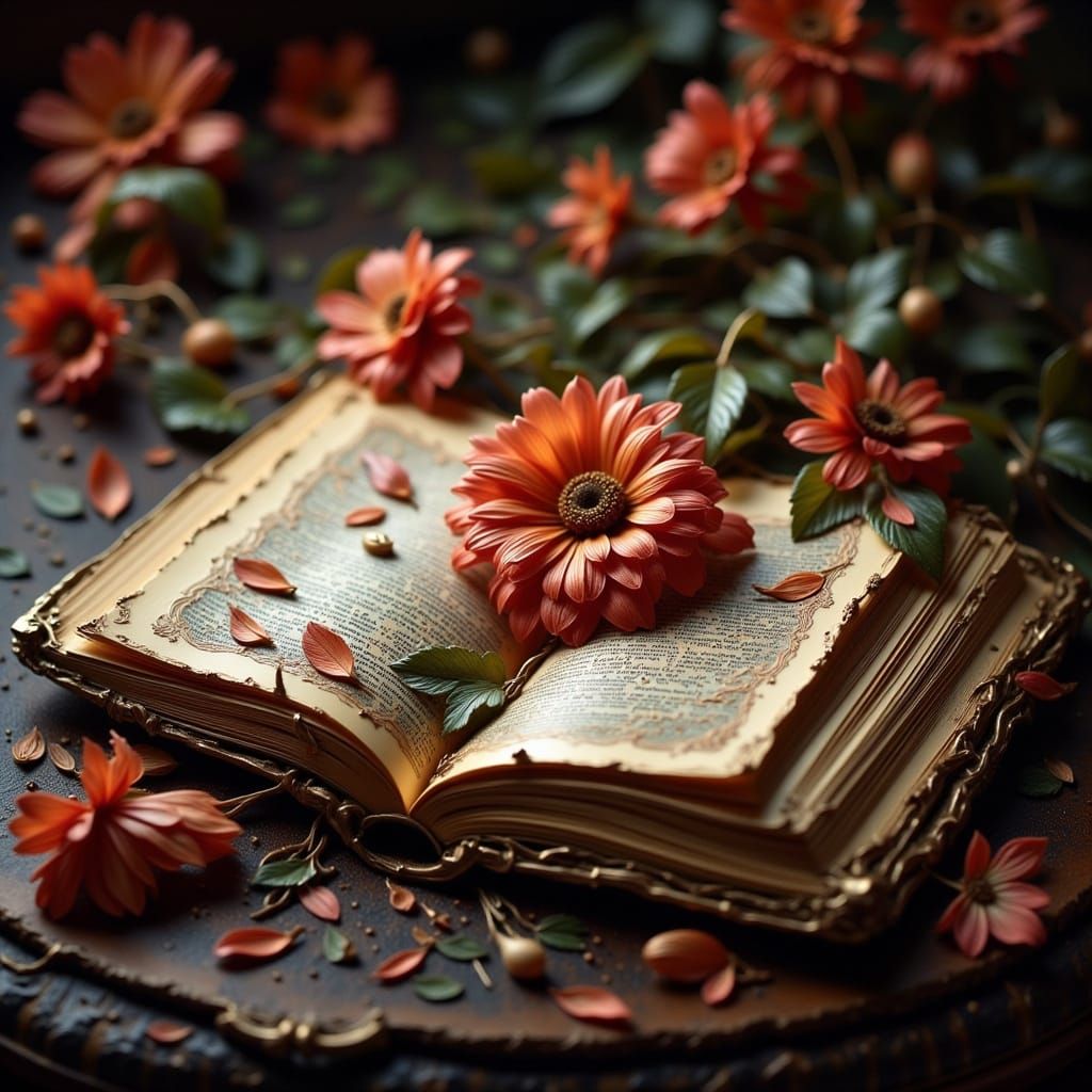 Antique Illuminated Book with Romance Author Logo