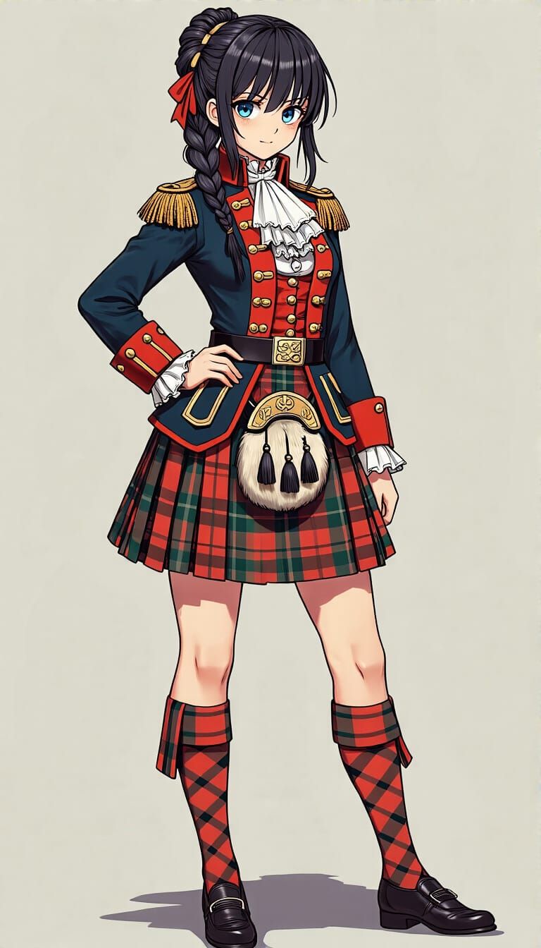 Anime Girl in 18th Century Scottish Uniform