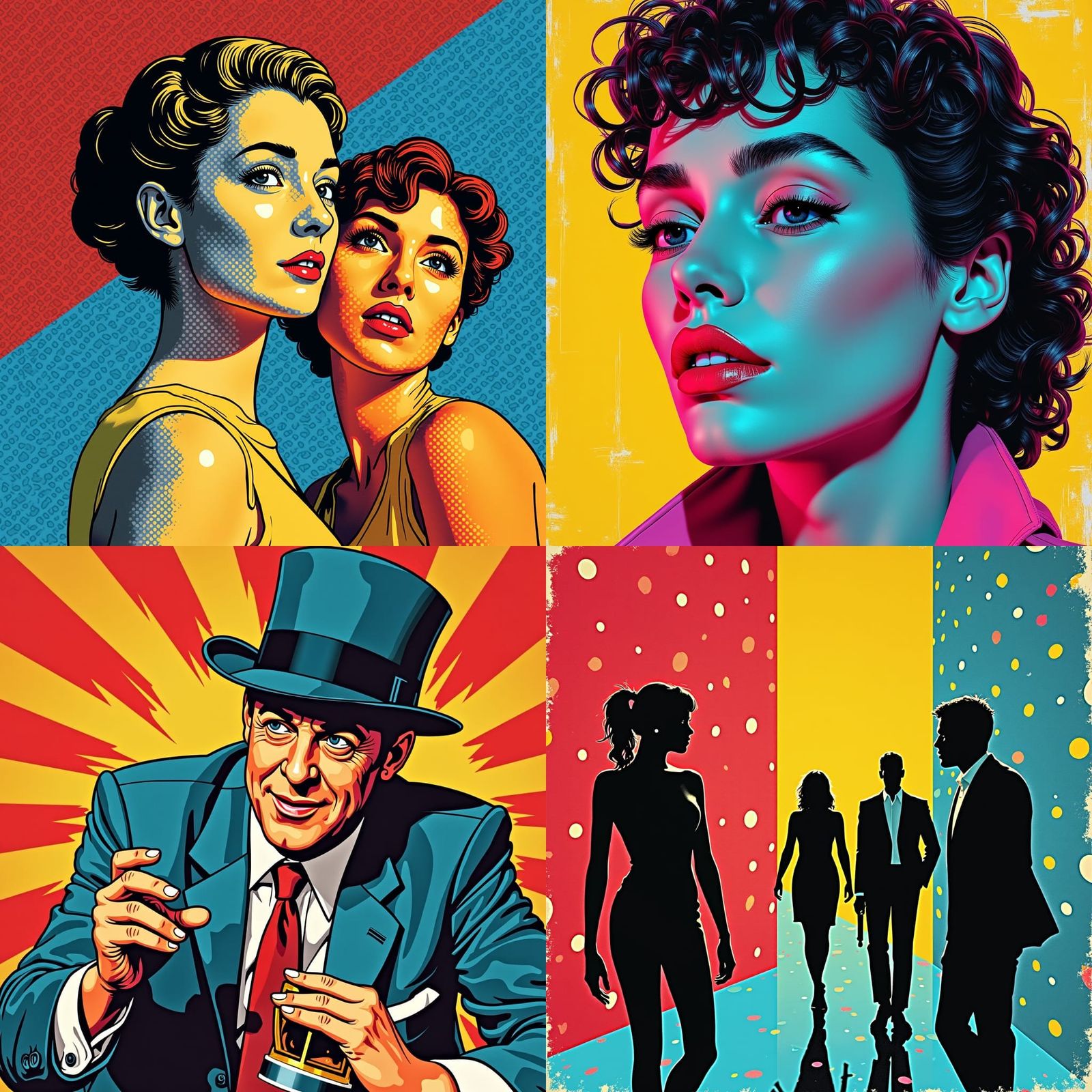 Classic Film Scenes in Vibrant Pop Art Style