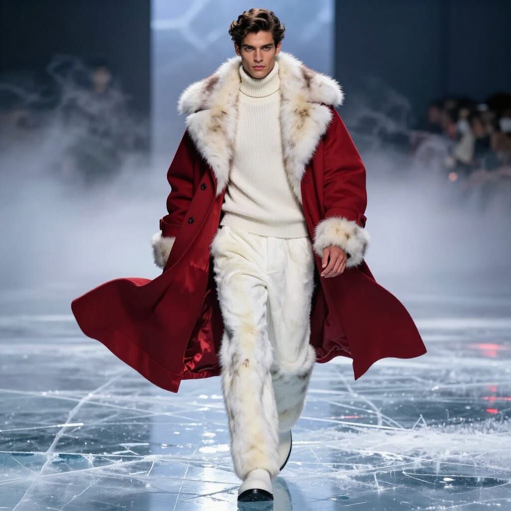 High Fashion Model on Ice Runway