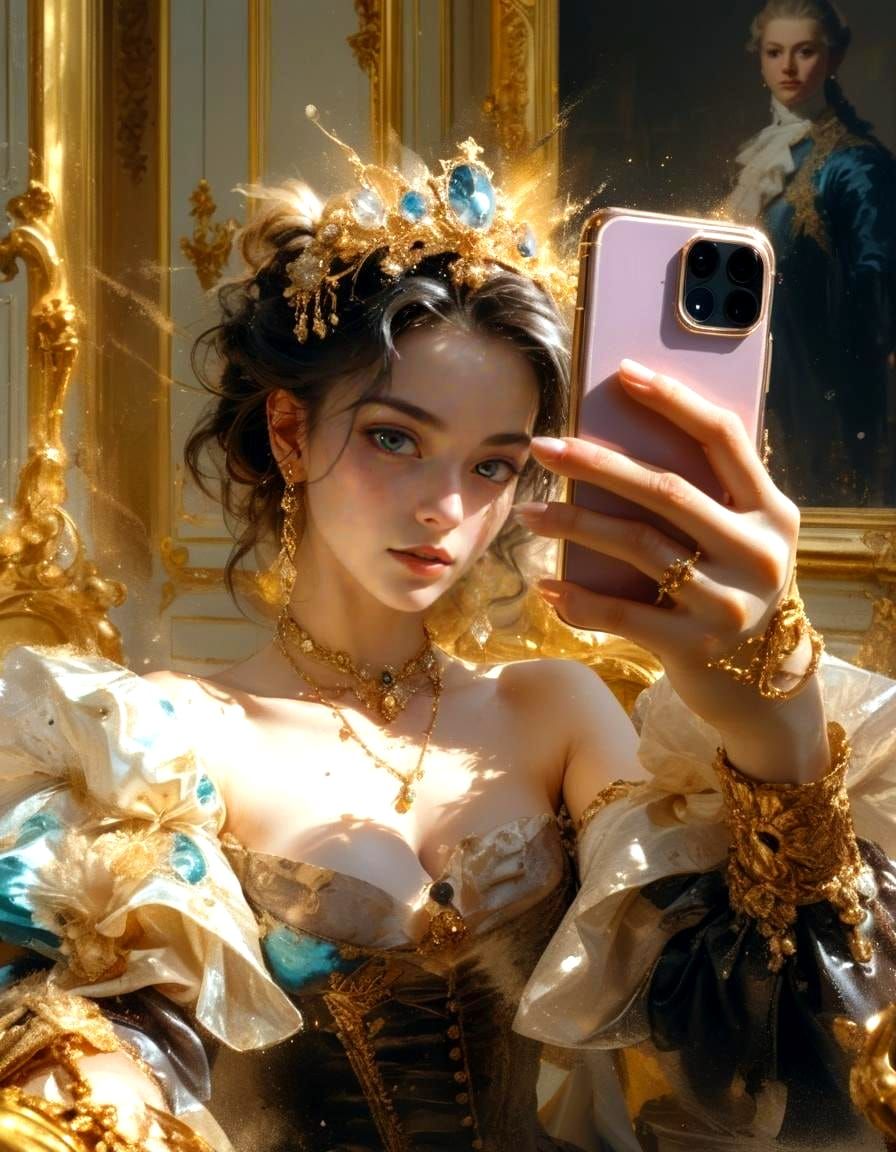 Anime Girl Selfie in Dark Fantasy Style