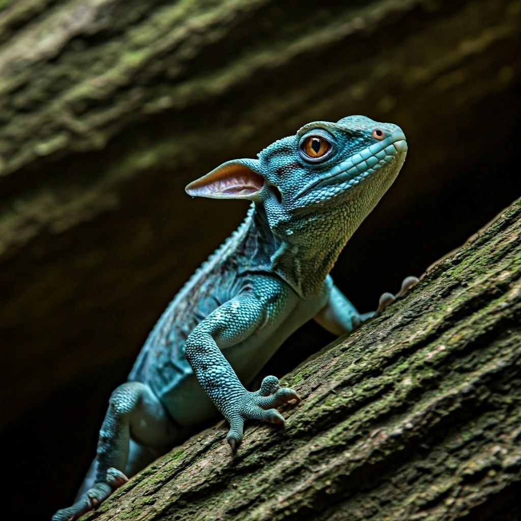 Photorealistic Alien Lizard in Cave
