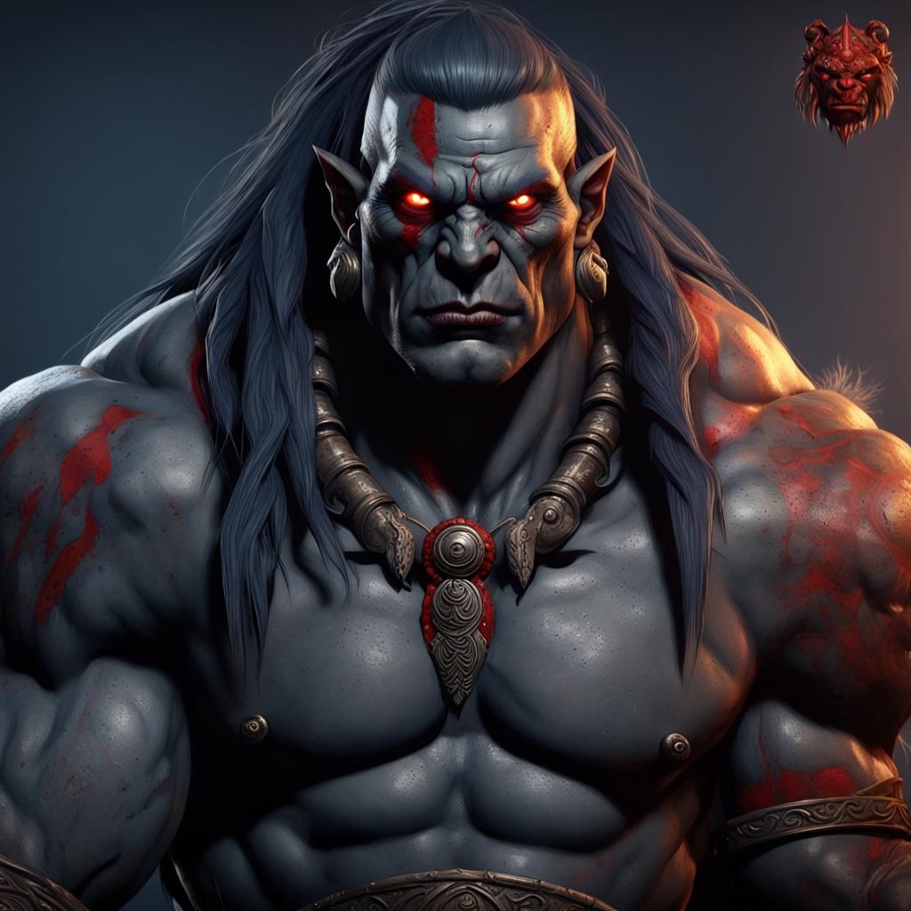 Dark Orc Barbarian with Tribal Tattoos